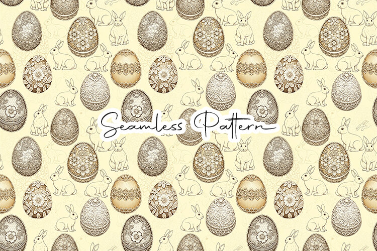 Vintage Easter Egg Bunny Seamless Pattern