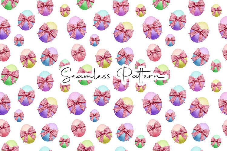 Glitter Bow Easter Egg Seamless Pattern
