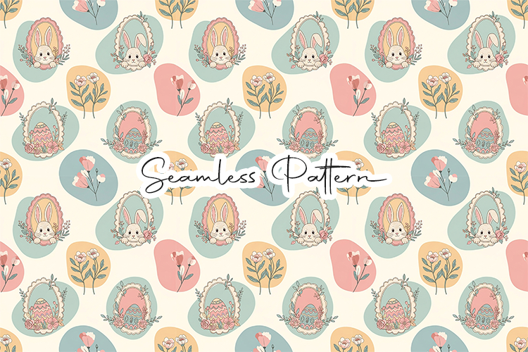 Vintage Floral Easter Bunny Seamless