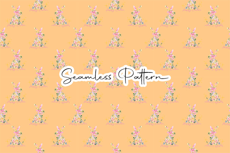 Floral Bunny Easter Seamless Pattern (6647206)