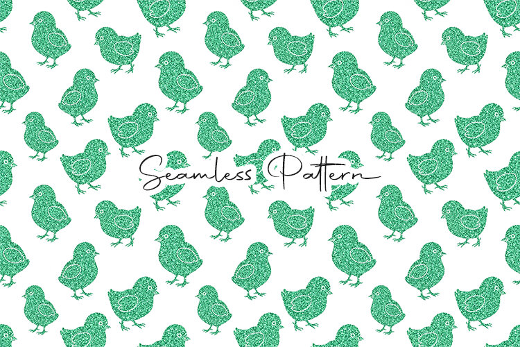Graphics Pattern Chick Green Glitter Chick Seamless Pattern