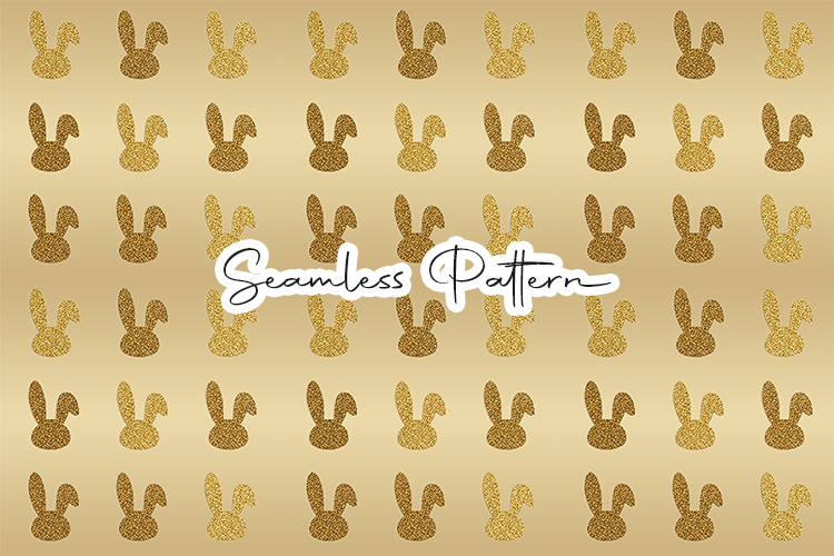 Gold Bunny Ears Seamless Pattern