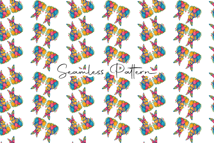 Colorful Easter Bunny Seamless Pattern
