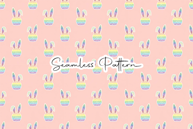 Rainbow Bunny Ears Seamless Pattern