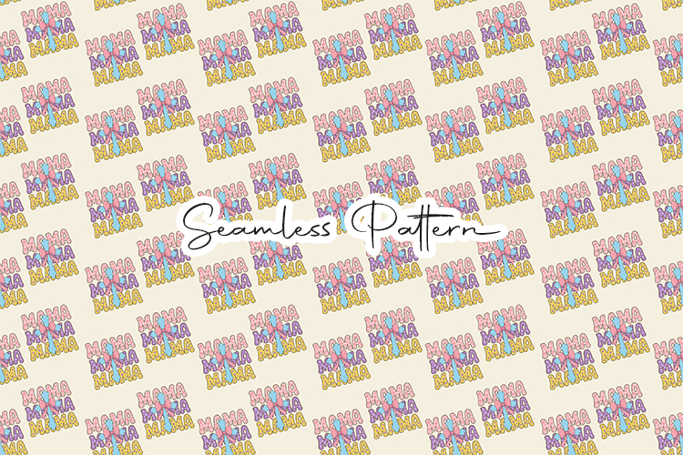 Retro Mama Seamless Pattern Typography