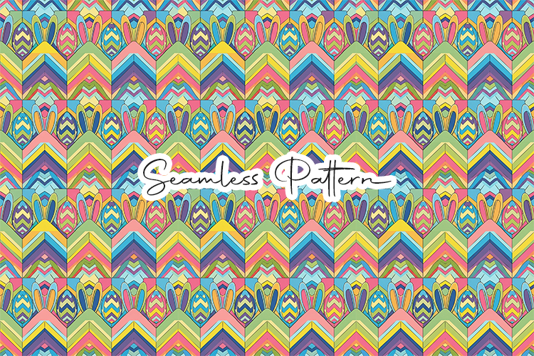 Colorful Easter Eggs Chevron Pattern