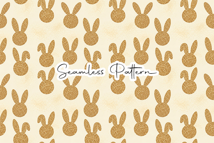 Gold Glitter Bunny Easter Seamless Pattern
