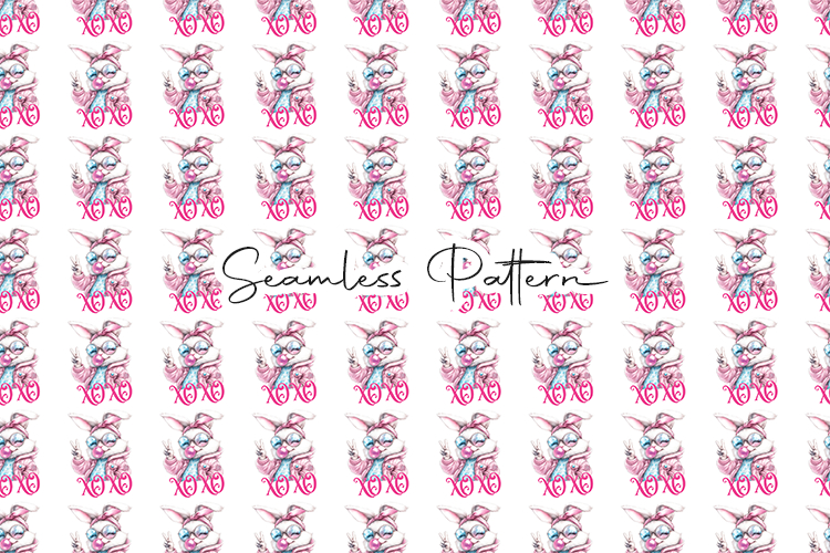 Cute Bunny XOXO Easter Seamless Pattern