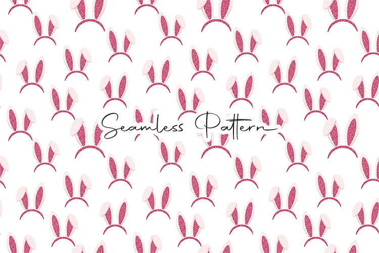 Pink Glitter Bunny Ears Seamless Pattern