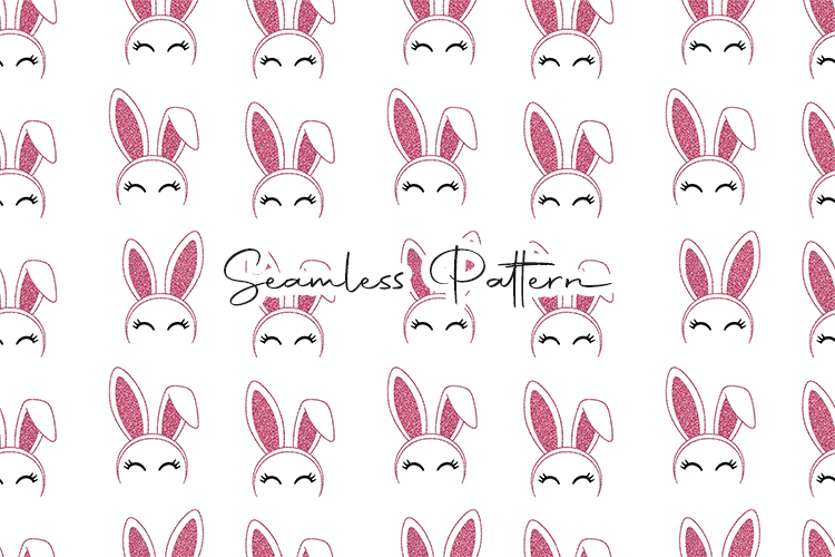 Cute Pink Bunny Face Seamless Pattern
