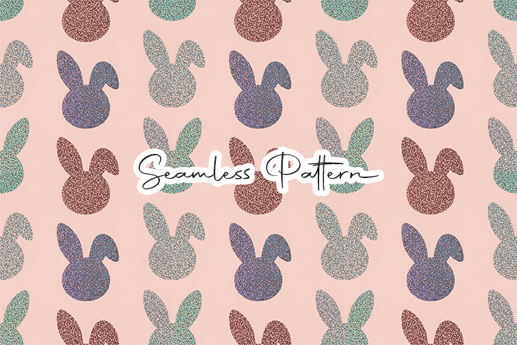 Glitter Bunny Easter Seamless Pattern