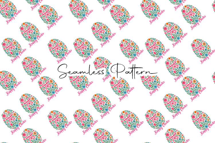 Floral Happy Easter Egg Seamless Pattern