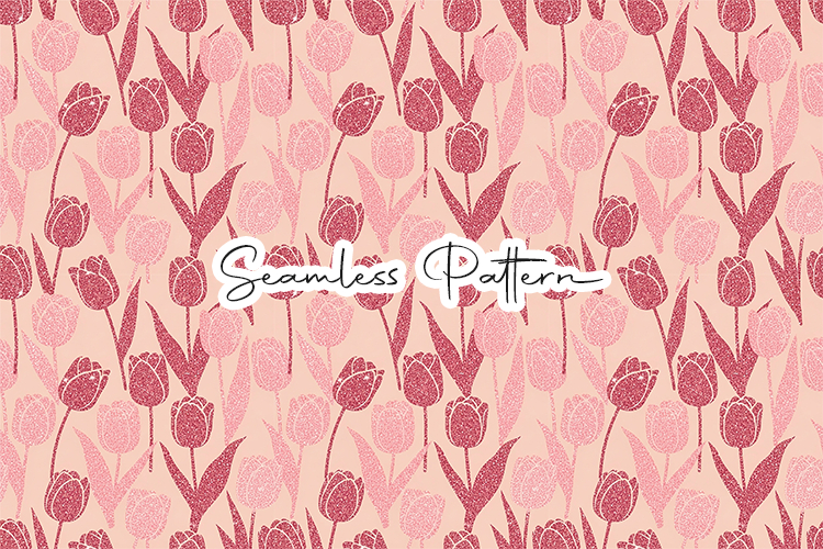 Pink Tulip Floral Seamless Pattern