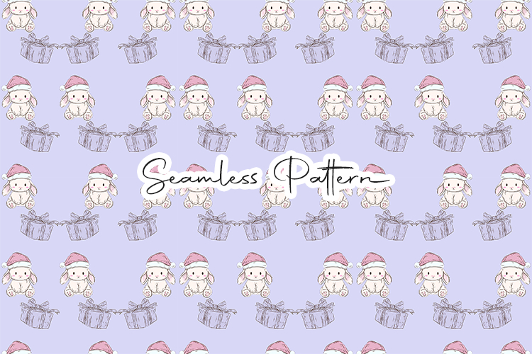 Cute Bunny Gift Seamless Pattern
