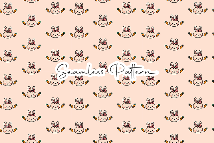 Cute Bunny Carrot Seamless Pattern