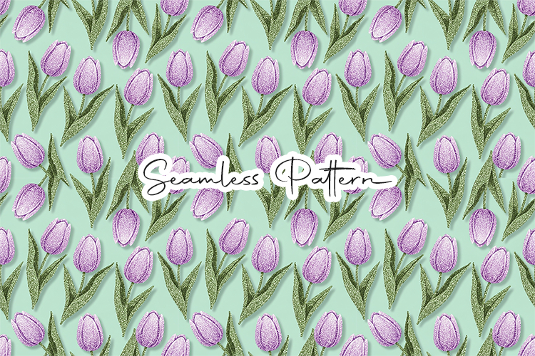 Purple Tulip Floral Seamless Pattern