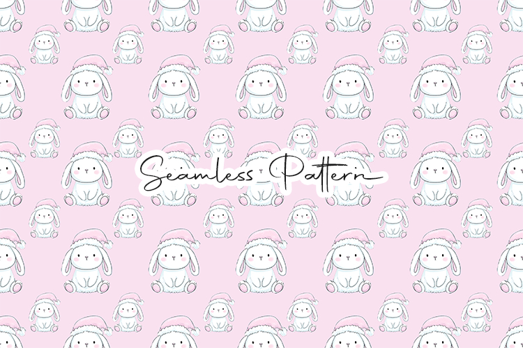 Cute Bunny Hat Seamless Pattern