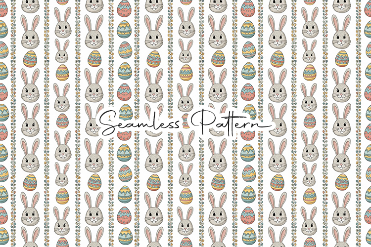 Bunny and Easter Eggs Seamless Pattern