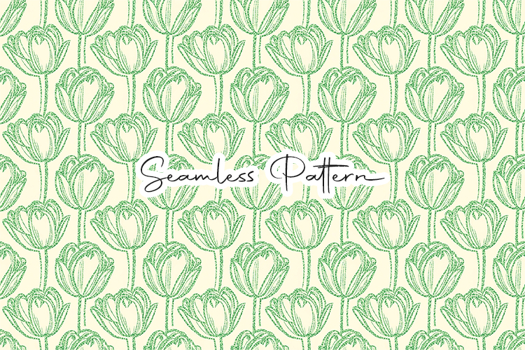 Green Tulip Floral Seamless Pattern