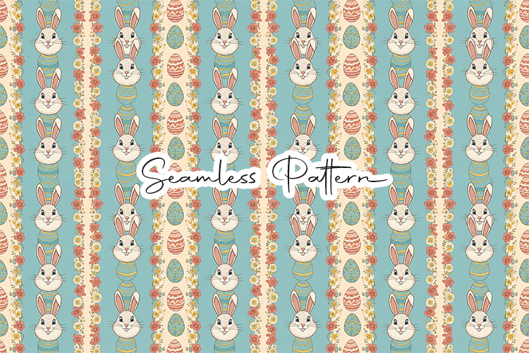 Bunny Easter Egg Stripe Seamless Pattern