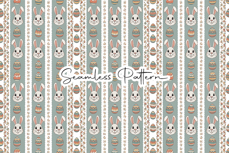 Bunny Easter Egg Stripe Seamless Pattern