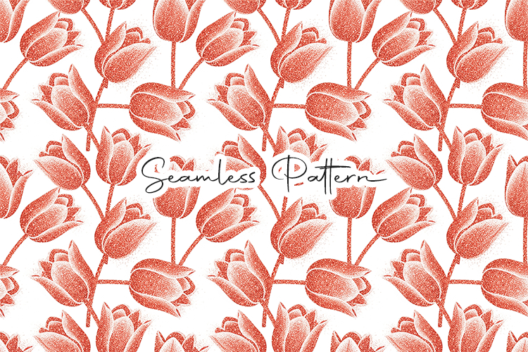 Red Tulip Floral Seamless Pattern