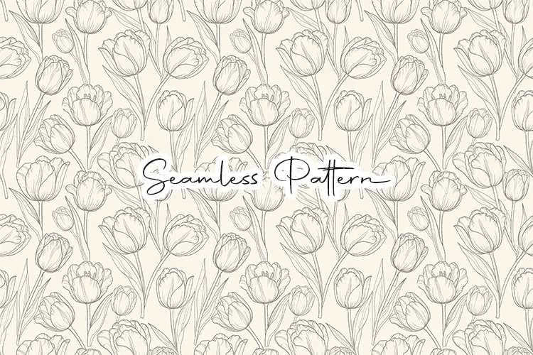 Minimal Tulip Line Art Seamless Pattern