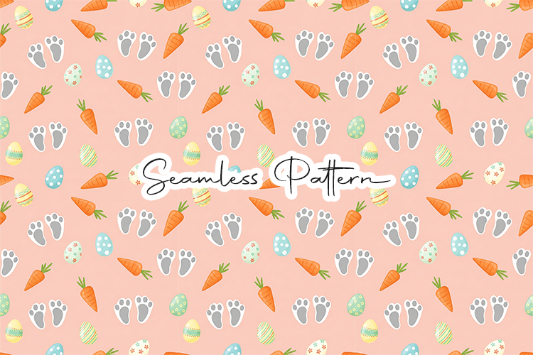 Easter Bunny Feet & Carrot Pattern JPG