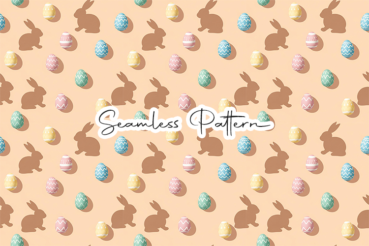 Easter Bunny Eggs Seamless Pattern