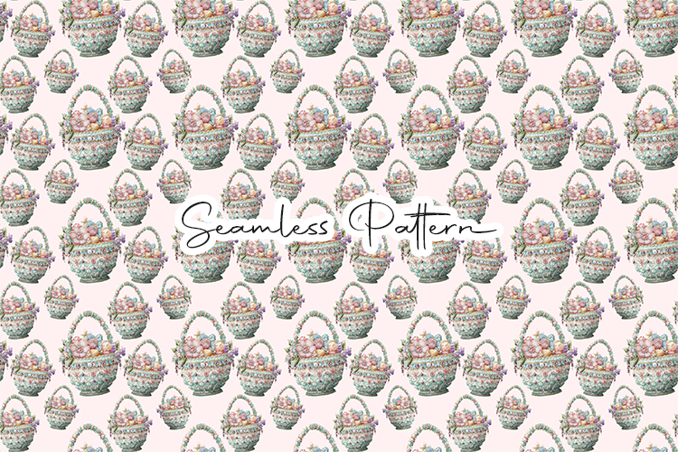 Easter Basket Seamless Pattern