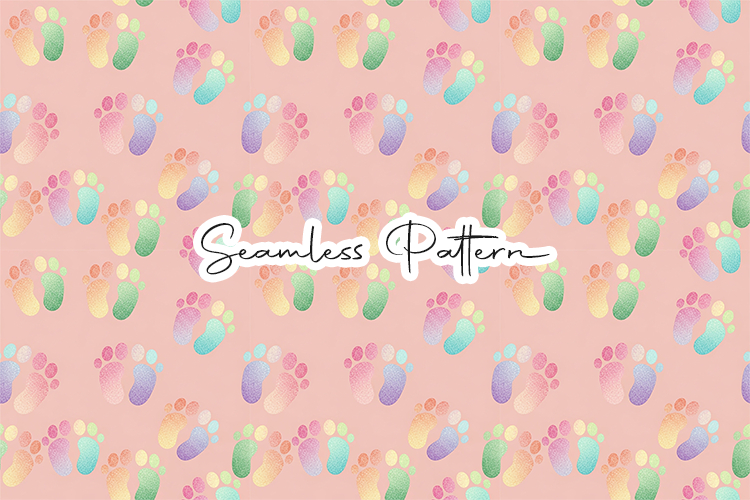 Rainbow Baby Footprint Seamless Pattern