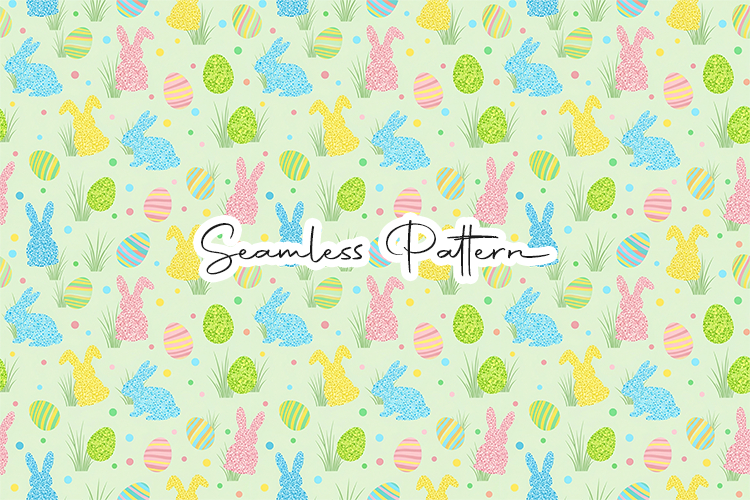 Glitter Easter Bunny Seamless Pattern