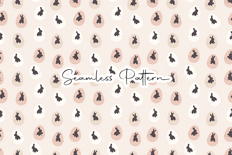 Bunny Egg Silhouette Seamless Pattern