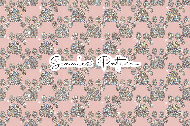 Glitter Bunny Paw Seamless Pattern