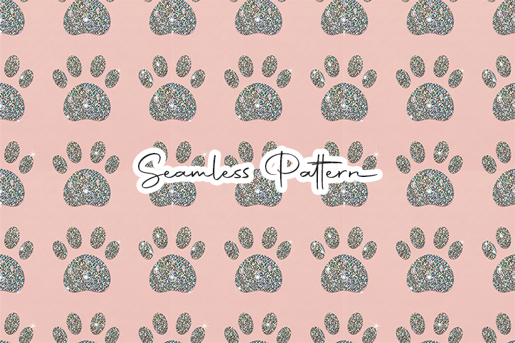 Glitter Bunny Paw Prints Seamless Pattern