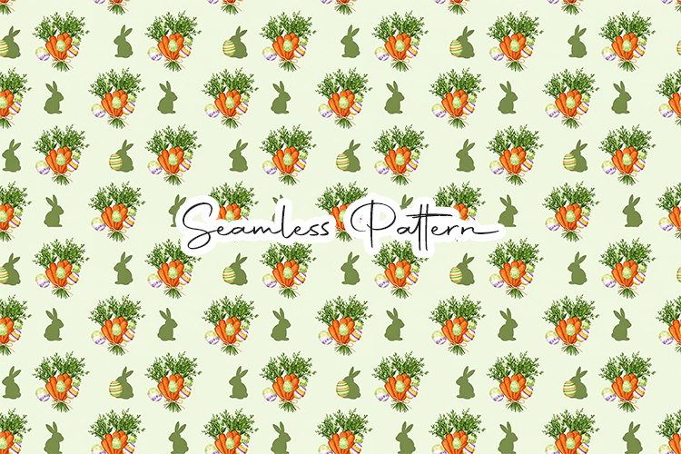 Easter Carrots Bunny Seamless Pattern