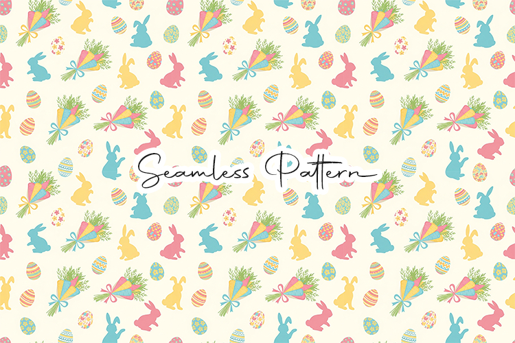 Easter Bunny Eggs Seamless Pattern