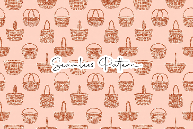 Rustic Easter Basket Seamless Pattern