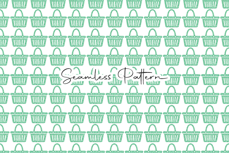 Green Easter Basket Seamless Pattern