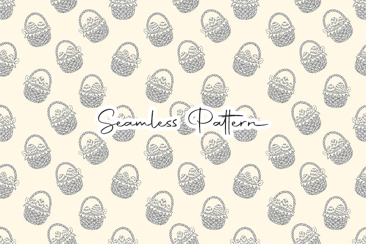 Minimal Easter Basket Seamless Pattern