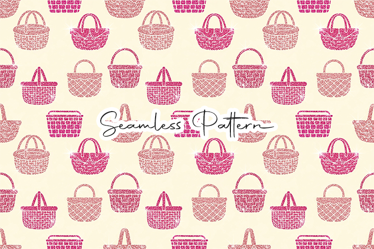 Pink Easter Basket Seamless Pattern