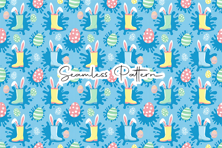 Easter Boots Bunny Seamless Pattern