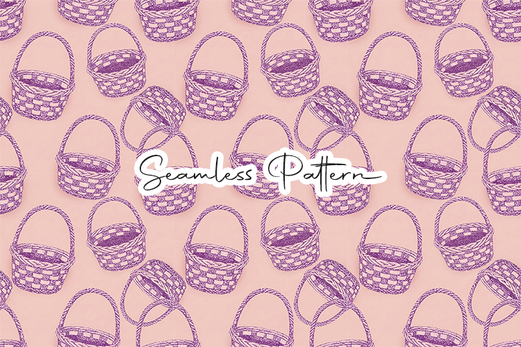 Purple Easter Basket Seamless Pattern