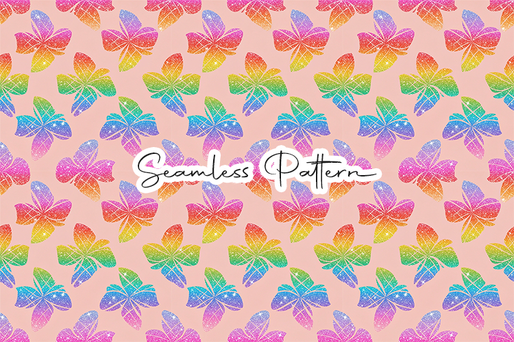 Rainbow Glitter Leaf Seamless Pattern