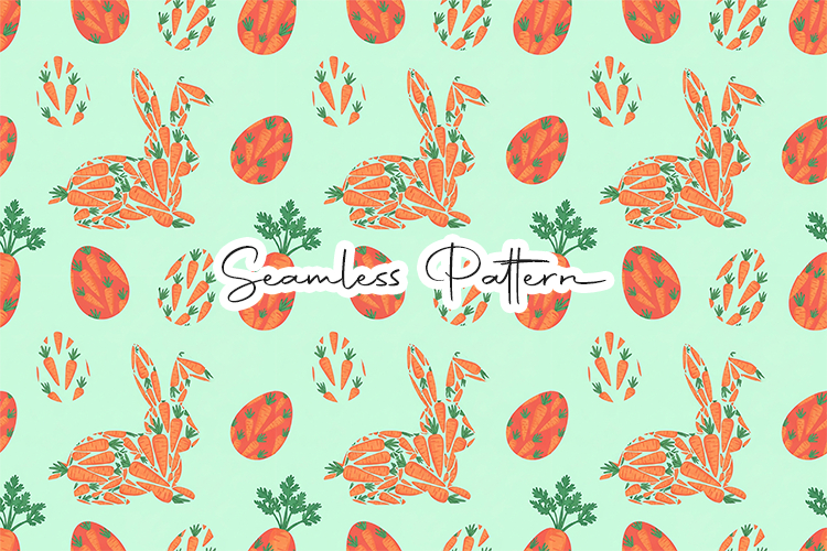 Carrot Bunny Easter Seamless Pattern
