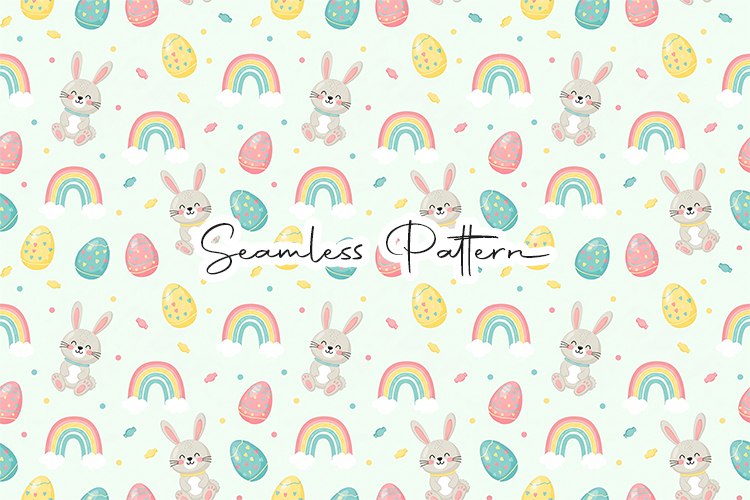 Cute Easter Bunny Rainbow Seamless