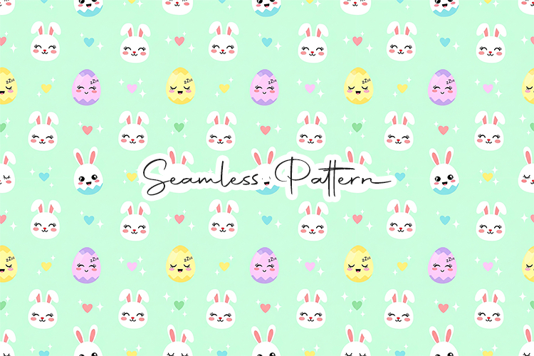 Cute Bunny Egg Easter Seamless Pattern