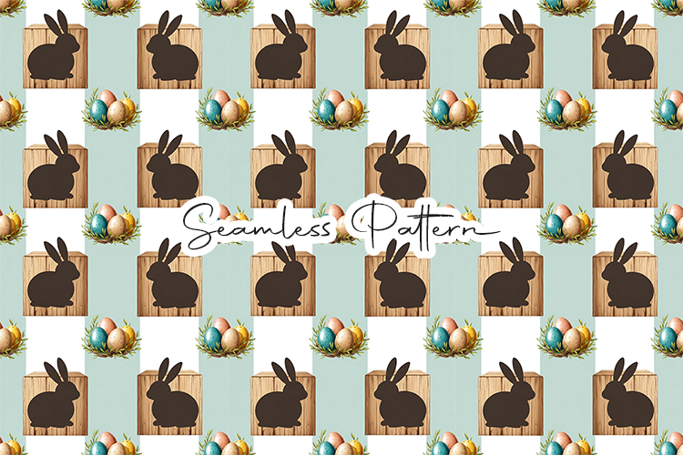 Rustic Bunny Easter Seamless Pattern