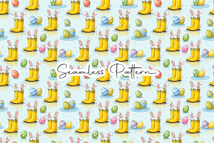 Easter Bunny Boots Seamless Pattern