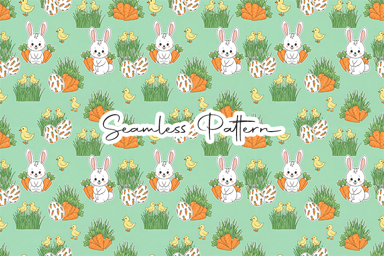 Cute Bunny Chick Easter Seamless Pattern